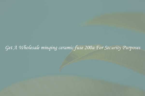 Get A Wholesale minqing ceramic fuse 200a For Security Purposes